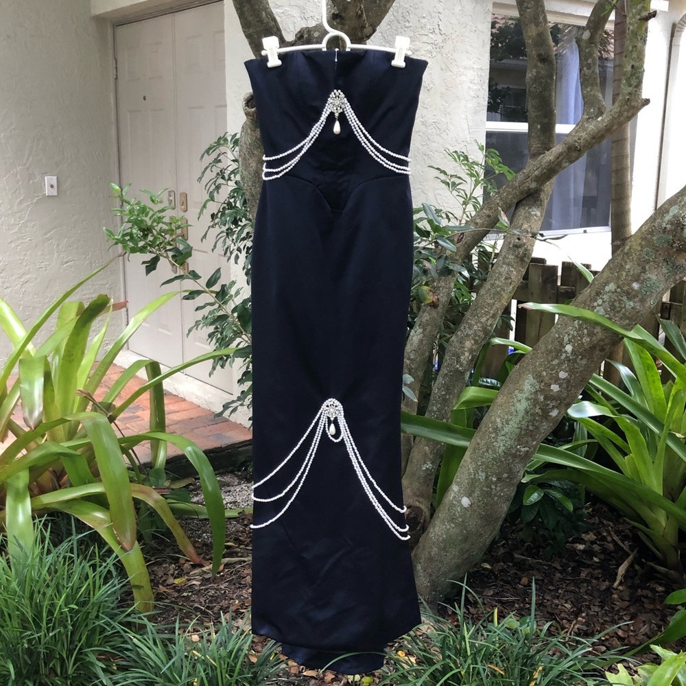 CD Greene Blue Strapless Gown Worn Once